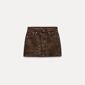 Zara Brown Animal Print Mini Skirt